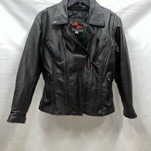 LG Motorcycle Clothing Co Womens M Heavy Duty Leather Jacket w/ Removable Lining